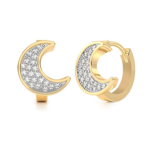 Aretes Huggies Luna 10k Oro Abba Joyas