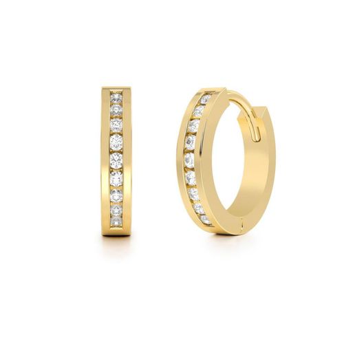 Aretes Huggies Bisel Liso 10k Oro Abba Joyas