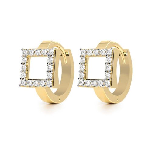 Aretes Huggies Cuadro 10k Oro Abba Joyas