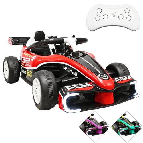 Montable Electrico para Niños Carro de Carreras Bluetooth Control Remoto Batería 12V Apto A Partir de 3 Años Soporta Hasta 30 Kg - Rojo F1