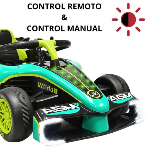 Montable Electrico para Niños Carro de Carreras Bluetooth Control Remoto Batería 12V Apto A Partir de 3 Años Soporta Hasta 30 Kg - Verde F1