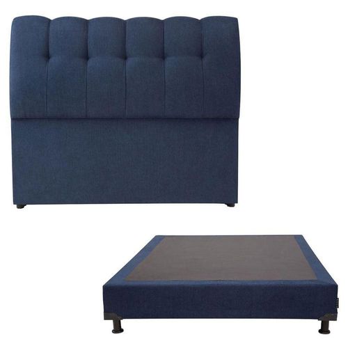 Cabecera Matrimonial Dicasa Nube Azul Marino + Box Dicasa Bless CZD