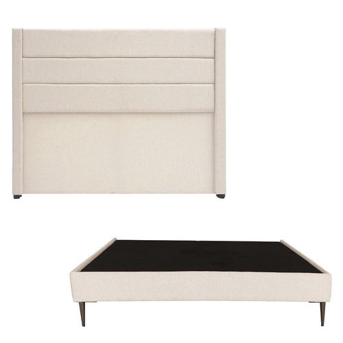 Cabecera Queen Size Dicasa Lugo Beige Claro + Base cama Slim CZD