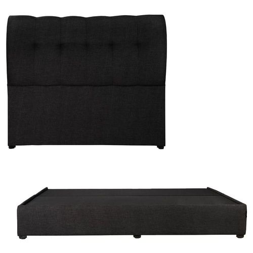 Cabecera King Size Dicasa Nube Negro + Base Cama Belt Negro CZD