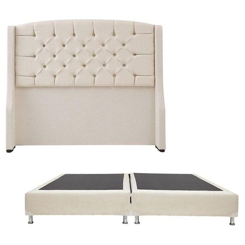 Cabecera King Size Dicasa Sitka Beige claro + Box Dicasa Dolum CZD