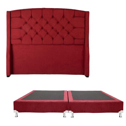 Cabecera King Size Dicasa Sitka Rojo + Box Dicasa Red CZD
