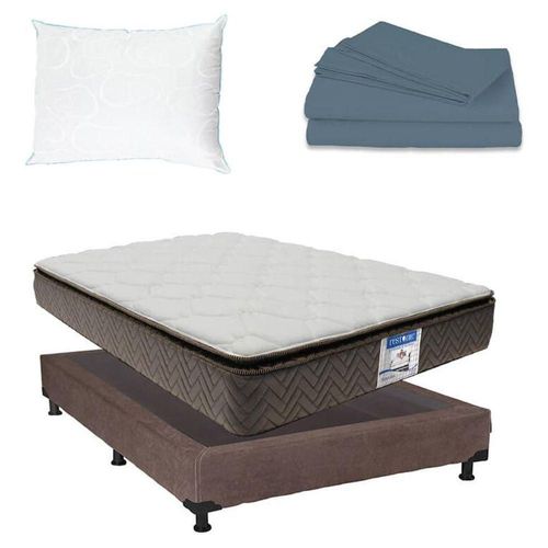 Colchón Matrimonial Restonic Nautilus + Box + Sábanas + Almohada CZD