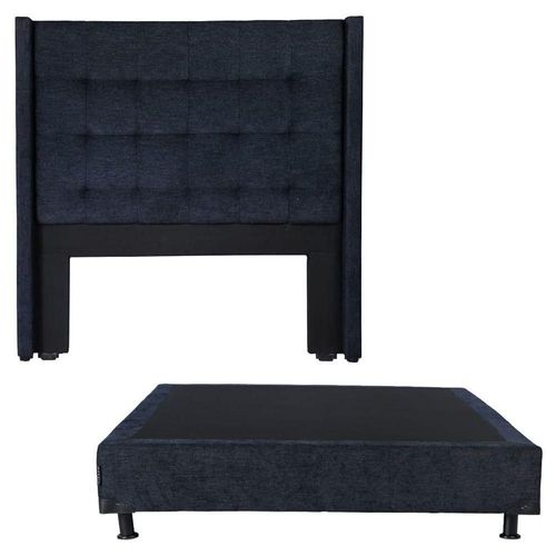 Cabecera Individual Dicasa Titan Azul Indigo + Box Dicasa Niza CZD