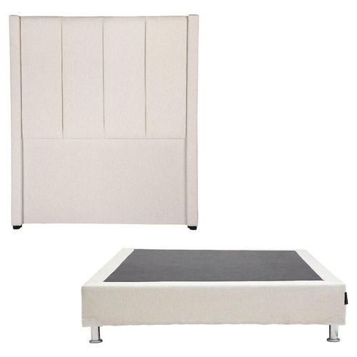 Cabecera Individual Dicasa Nizza Beige Claro + Box Dicasa Dolum CZD