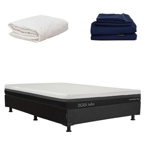 Colchón Queen Size en caja InaBox + Box + Protector + Sábanas D CZD