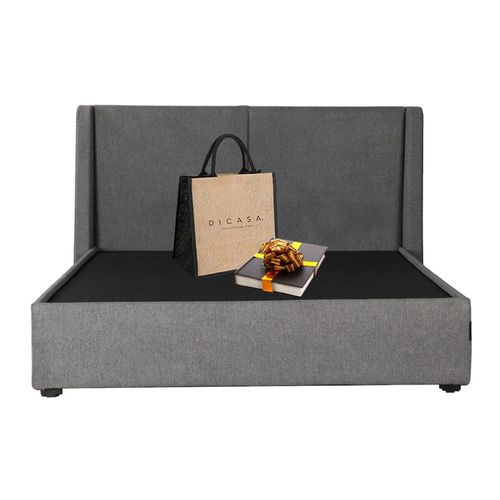 Cabecera Queen Size Dicasa Milan Gris + Base cama Dicasa Riva CZD