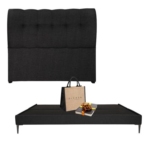 Cabecera King Size Dicasa Nube Negro + Base cama Dicasa Slim CZD