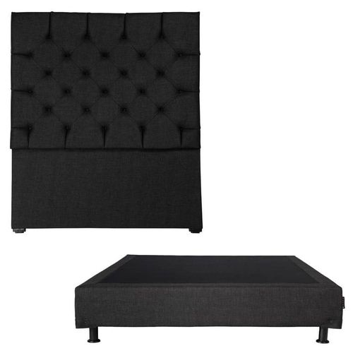 Cabecera Individual Dicasa Capri Negro + Box Belu Negro CZD