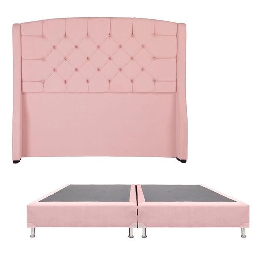 Cabecera King Size Dicasa Sitka Pink + Box Dicasa Pink CZD