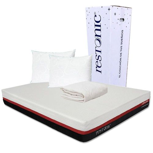 Colchón Queen Size Restonic Roll + 2 Almohada Osos + Protector CZD