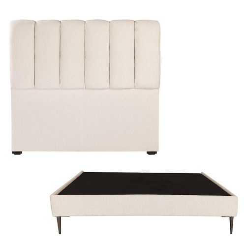 Cabecera Queen Size Dicasa Kami Beige Claro + Base cama Slim CZD