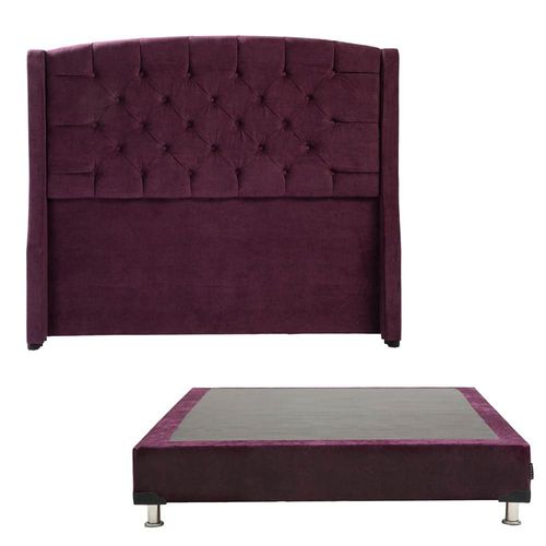 Cabecera Matrimonial Dicasa Sitka Morado + Box Dicasa Velvet CZD