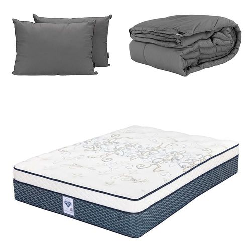 Colchón Queen Size Spring Air Cantabria + Almohadas 2Pack +Edredón CZD