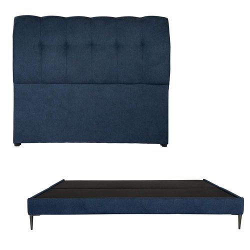 Cabecera King Size Dicasa Nube Rivoli Azul + Base cama Slim CZD