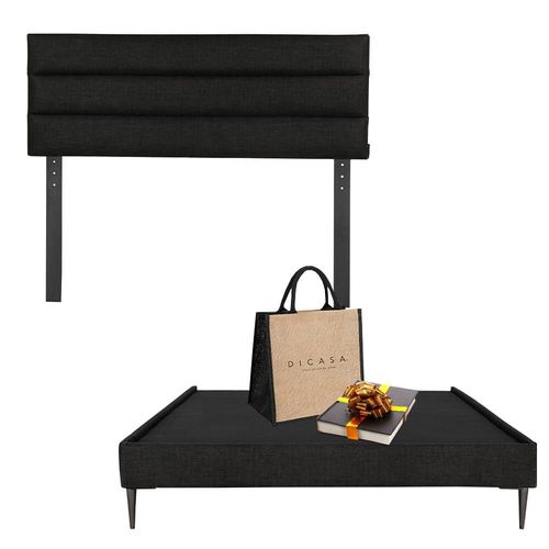 Cabecera Matrimonial Dicasa Lugo Negro + Base cama Dicasa Slim CZD