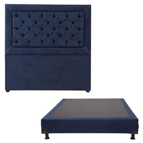 Cabecera Queen Size Dicasa Mary Azul Marino + Box Dicasa Bless CZD