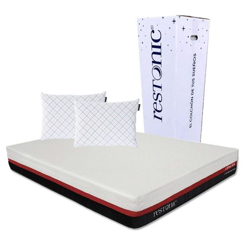 Colchón Queen Size en caja Restonic Roll +Almohada 2Pack CZD