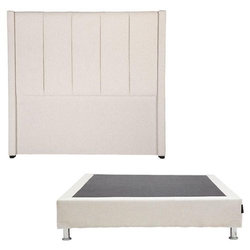 Cabecera Matrimonial Dicasa Nizza Beige Claro + Box Dicasa Dolum CZD