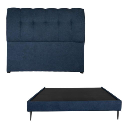 Cabecera Matrimonial Dicasa Nube Rivoli Azul + Base cama Slim CZD