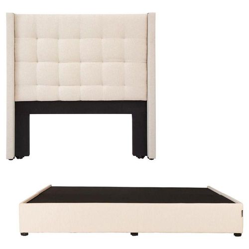 Cabecera King Size Dicasa Titan Beige Claro + Base Cama Colt CZD