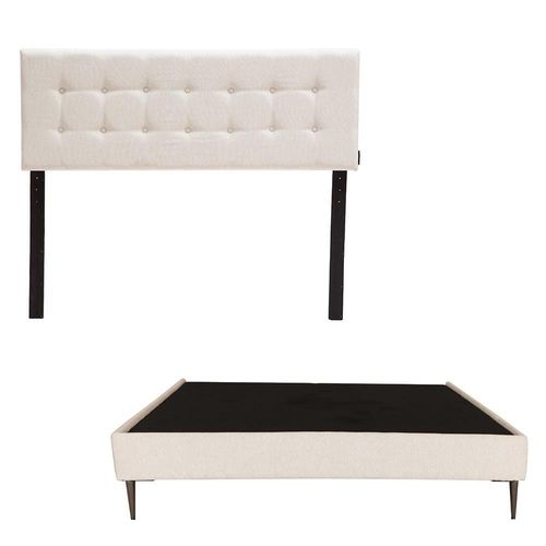 Cabecera Queen Size Dicasa Bilbao Beige Claro + Base Cama Slim CZD