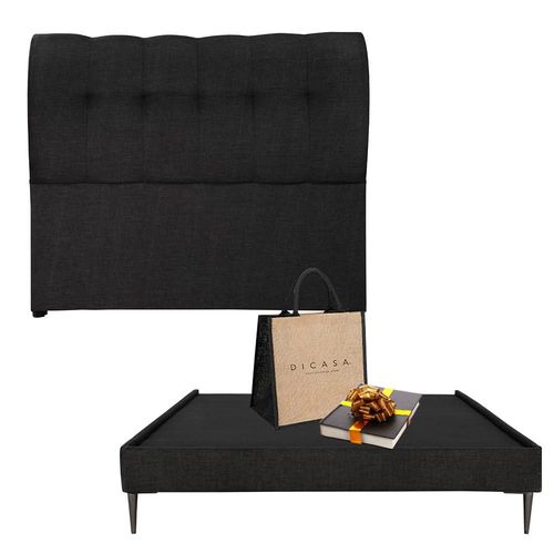 Cabecera Matrimonial Dicasa Nube Negro + Base cama Dicasa Slim CZD
