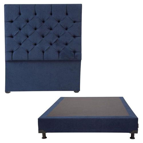 Cabecera Queen Size Dicasa Capri Azul Marino + Box Dicasa Bless CZD