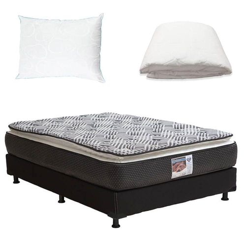 Colchón King Size Omega + Box Black + Almohada Oso+ Protector CZD
