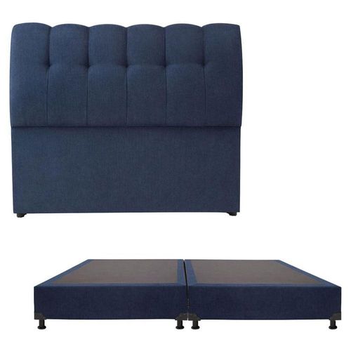 Cabecera King Size Dicasa Nube Azul Marino + Box Dicasa Bless CZD