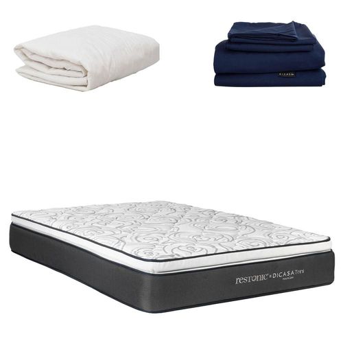Colchón King Size Dicasa Trini + Protector + Sábanas Softy CZD