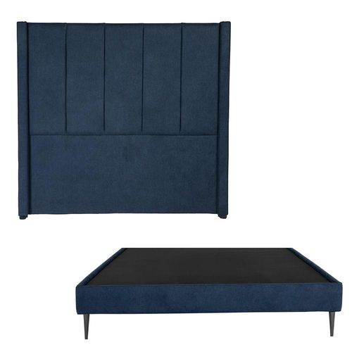 Cabecera Matrimonial Dicasa Nizza Azul Marino + Base cama Slim CZD