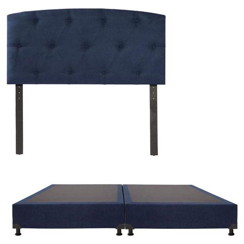 Cabecera King Size Dicasa Sigma Azul Marino + Box Dicasa Bless CZD