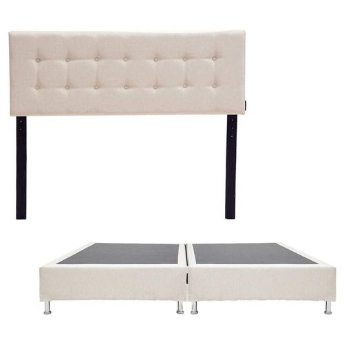 Cabecera King Size Dicasa Bilbao Beige Claro + Box Dicasa Dolum CZD
