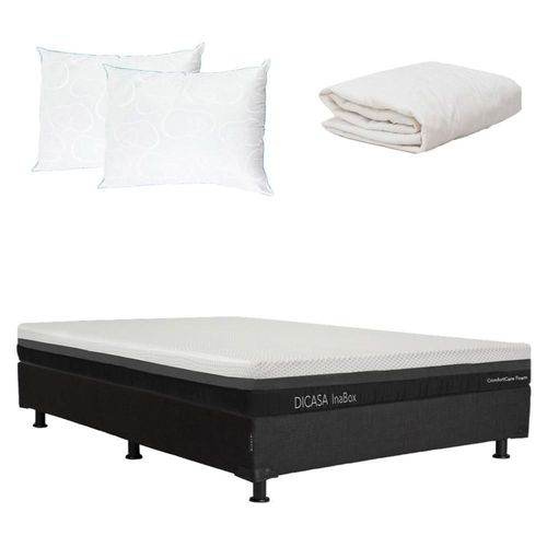 Colchón Matrimonial InaBox + Box + Almohadas Osos + Protector CZD