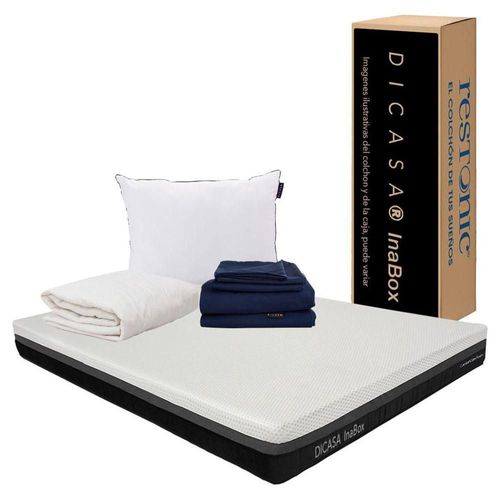 Colchón Matrimonial en caja InaBox +Almohada O+Protector+Sábanas D CZD