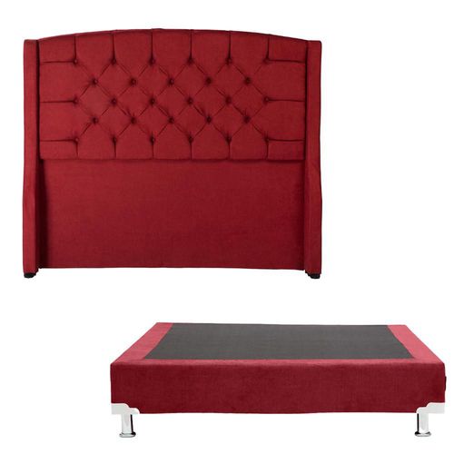 Cabecera Matrimonial Dicasa Sitka Rojo + Box Dicasa Red CZD