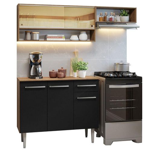 Mueble de Cocina Compacta 165cm Sin Mesón De Acero Emilly Madesa 02 Negro
