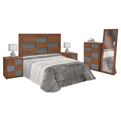 Recamara King Size 5 Piezas Iroan - Cafe