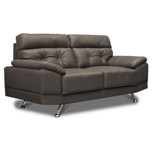 Love Seat de Piel Genuina Dublin Gris Oxford