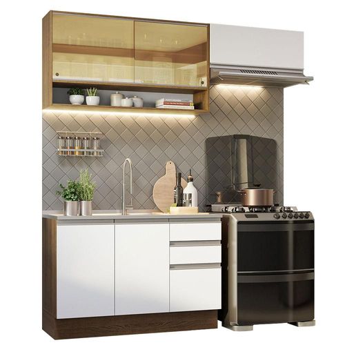 Cocina Integral 200cm Glamy Madesa 08 Marron/Blanco