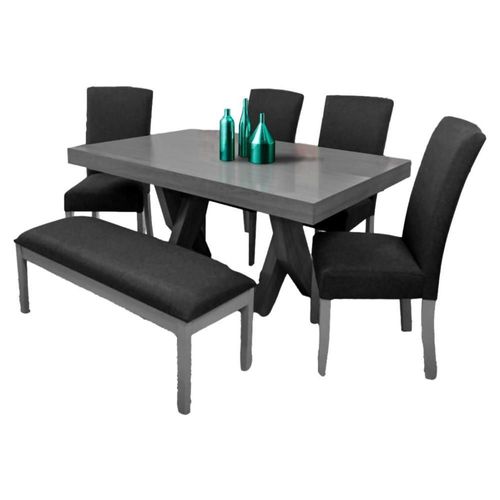 Antecomedor 4 Sillas 1 Banca Master - Gris
