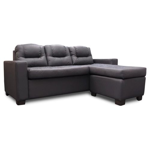 Sala Esquinera de Piel Genuina Camille Gris Oxford