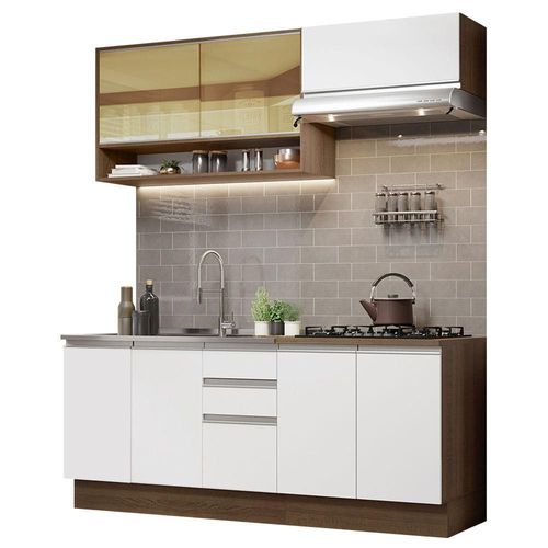 Cocina Integral 200cm Glamy Madesa 03 Marron/Blanco
