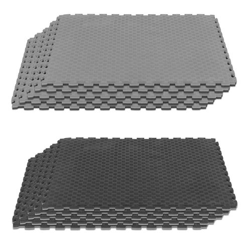 Tatami Piso Tapete De Gimnasio 10m2 10pzs Gris/Negro Cuadros