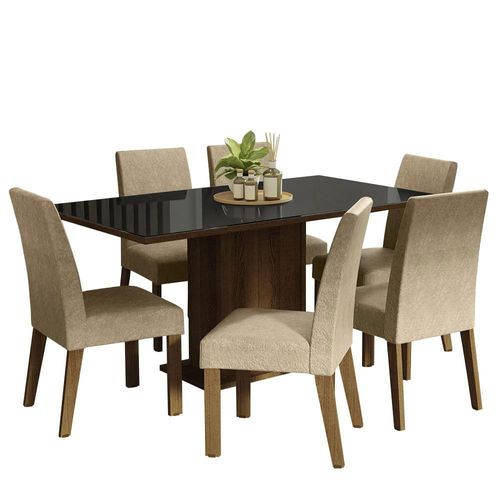 Juego Comedor Mesa Tapa de Vidrio 6 Sillas Imperial Alexis Madesa xm